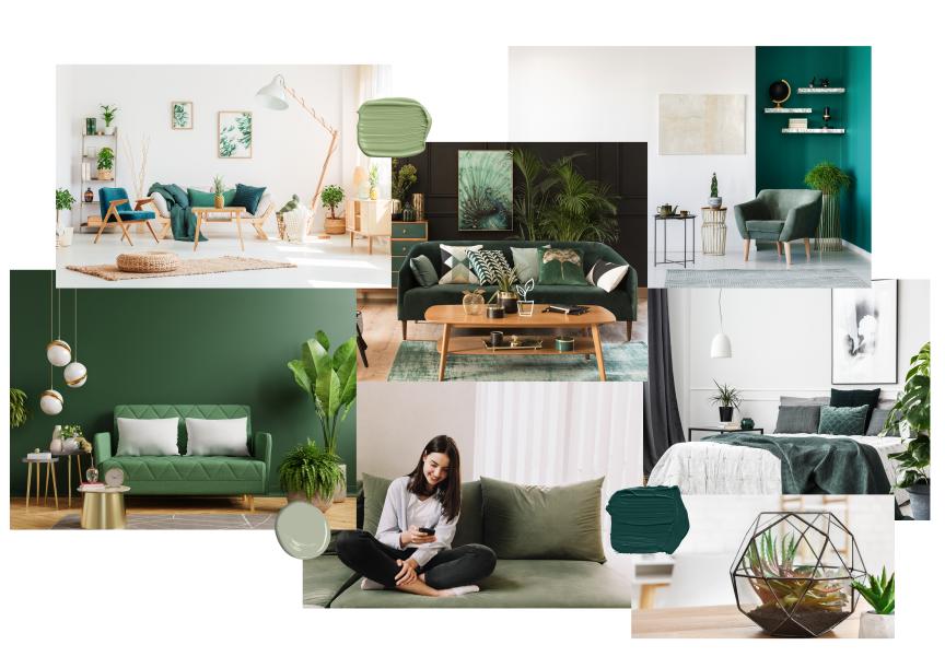 Green interior moodboard