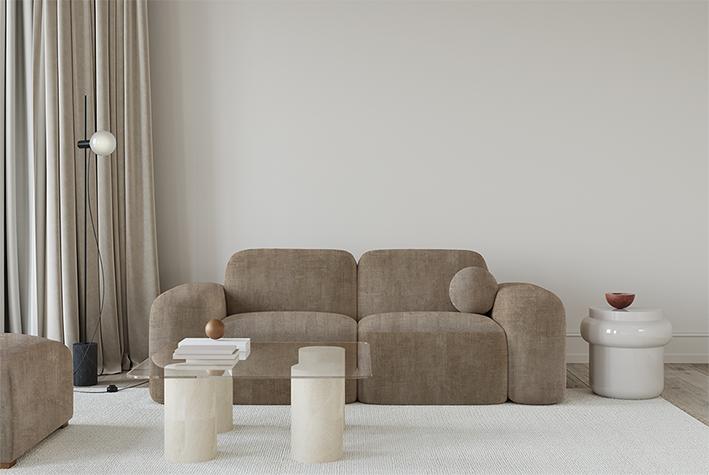 Heritage, distressed velvet on a modern sofa design